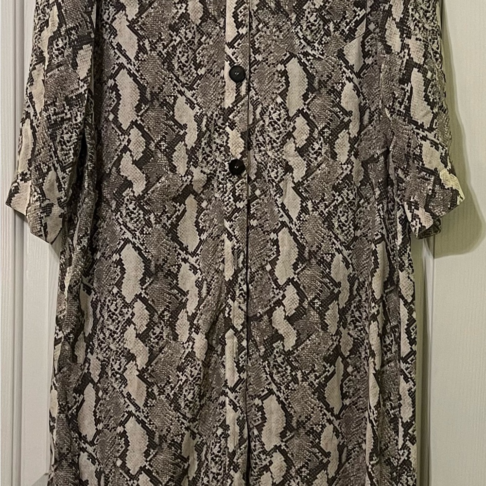 Snakeskin Print Button-Up Dress